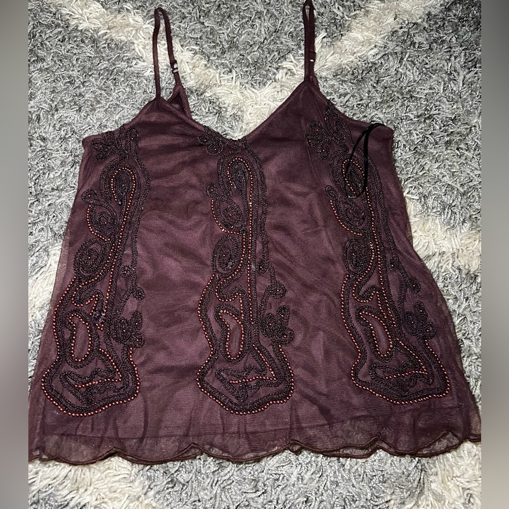 BKE Burgundy Embroidered Camisole‎